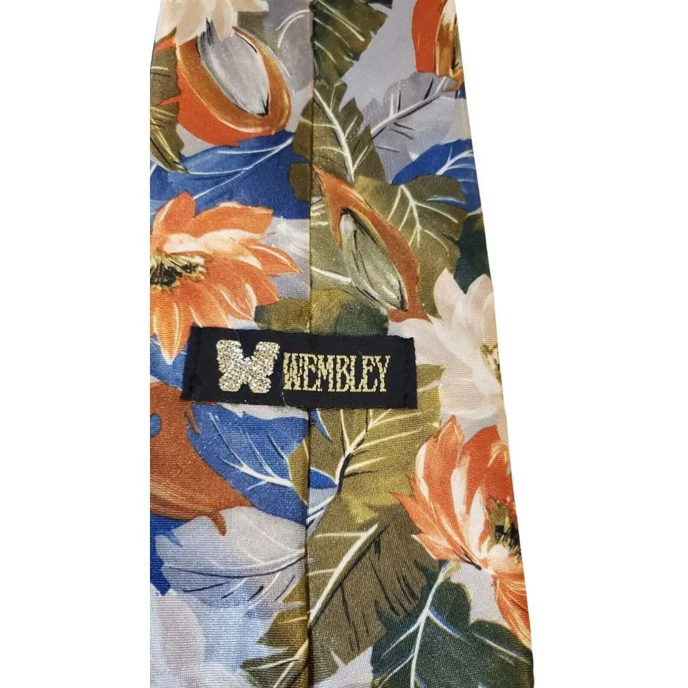 Vintage‎ Wembley Colorful Floral Neck Tie 100 % Polyester Business Wedding Work